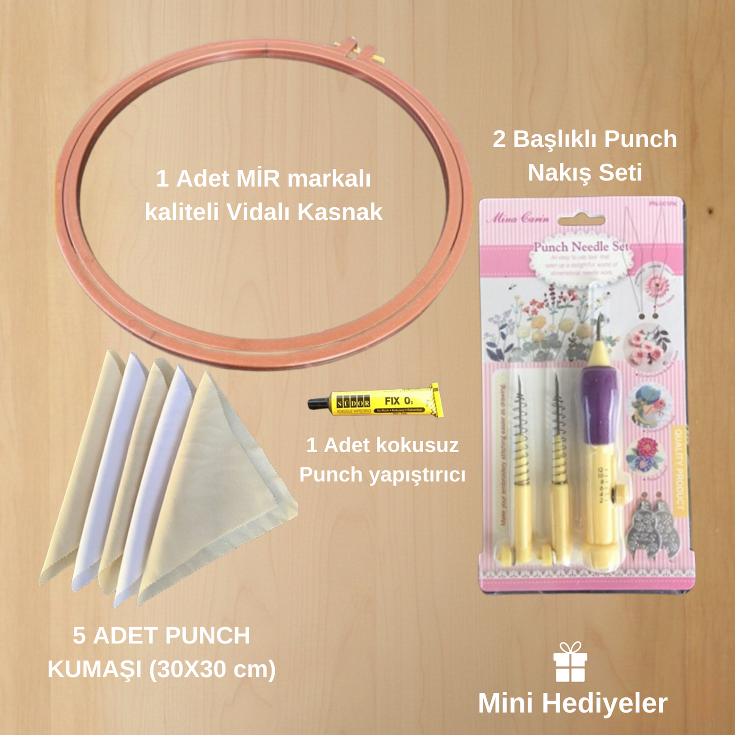 36 Parça Punch Nakış Seti Kahve Tonları