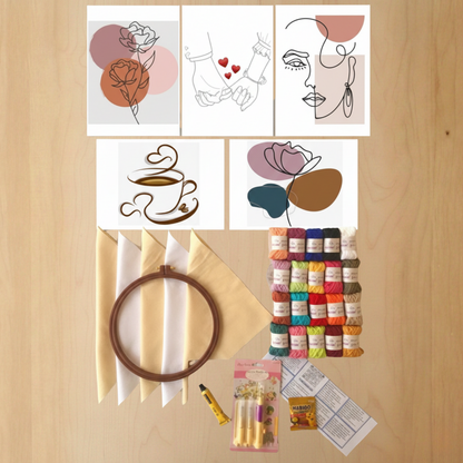 36 Parça Punch Nakış Seti Kahve Tonları